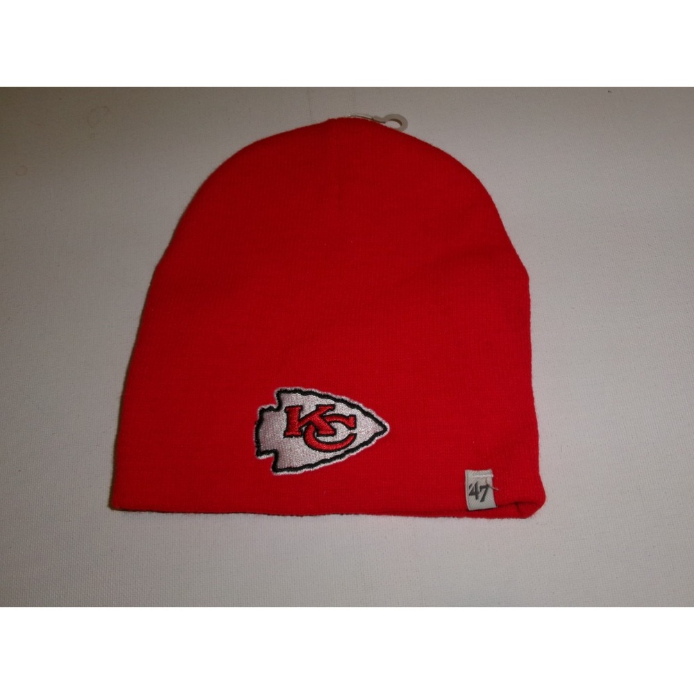 KANSAS CITY CHIEFS 47BRAND KNIT BEANIE TOBOGGAN HAT CAP VINTAGE DEADSTOCK U5